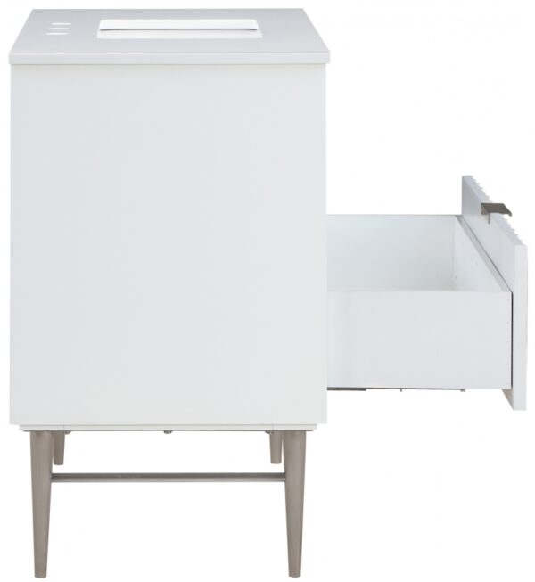 Modernist 36" Engineered Stone Top And Solid Wood Base Bathroom Vanity