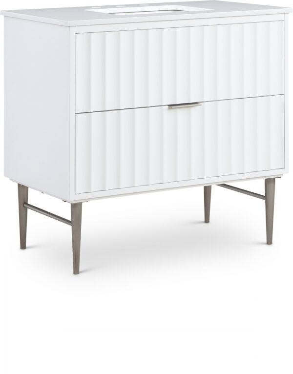 Modernist 36" Engineered Stone Top And Solid Wood Base Bathroom Vanity