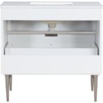Modernist 36" Engineered Stone Top And Solid Wood Base Bathroom Vanity