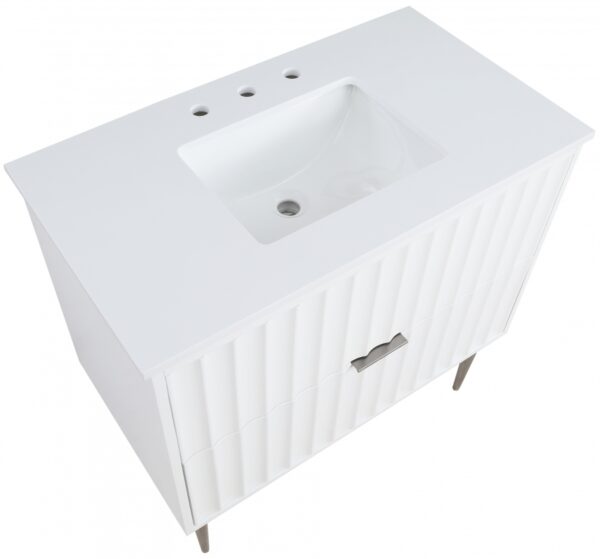 Modernist 36" Engineered Stone Top And Solid Wood Base Bathroom Vanity