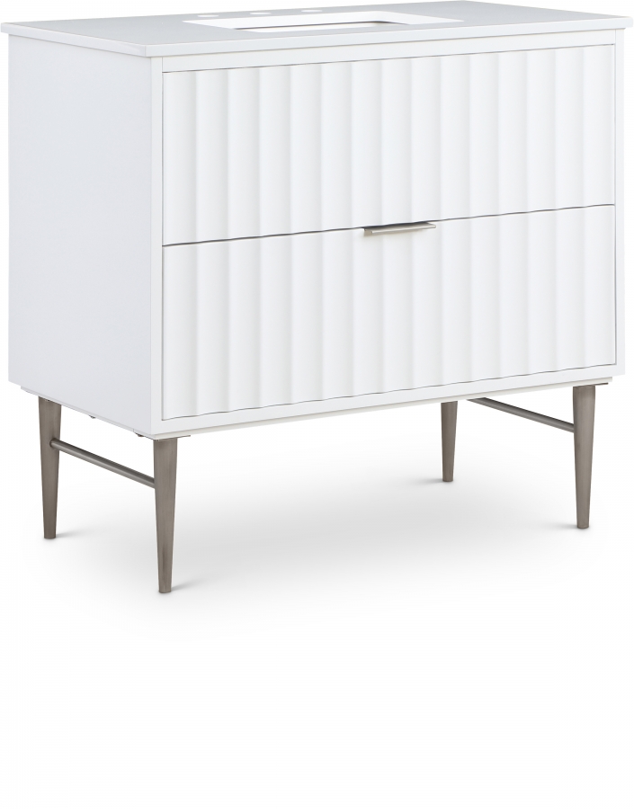 Modernist 36" Engineered Stone Top And Solid Wood Base Bathroom Vanity