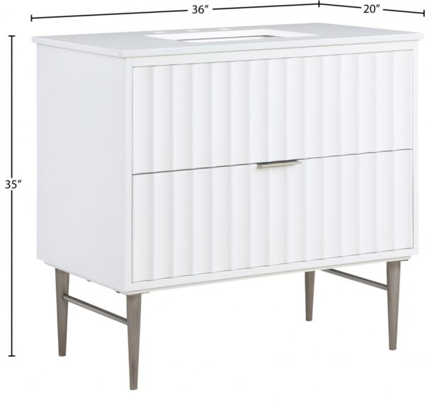 Modernist 36" Engineered Stone Top And Solid Wood Base Bathroom Vanity