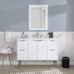 Modernist 48" Engineered Stone Top And Solid Wood Base Bathroom Vanity