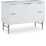 Modernist 48" Engineered Stone Top And Solid Wood Base Bathroom Vanity