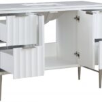 Modernist 48" Engineered Stone Top And Solid Wood Base Bathroom Vanity