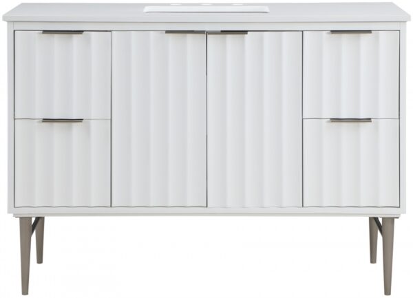Modernist 48" Engineered Stone Top And Solid Wood Base Bathroom Vanity