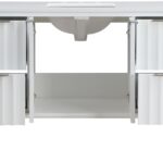 Modernist 48" Engineered Stone Top And Solid Wood Base Bathroom Vanity