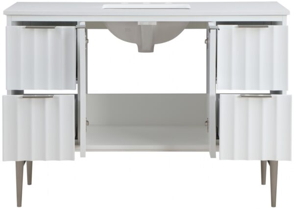 Modernist 48" Engineered Stone Top And Solid Wood Base Bathroom Vanity