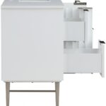 Modernist 48" Engineered Stone Top And Solid Wood Base Bathroom Vanity