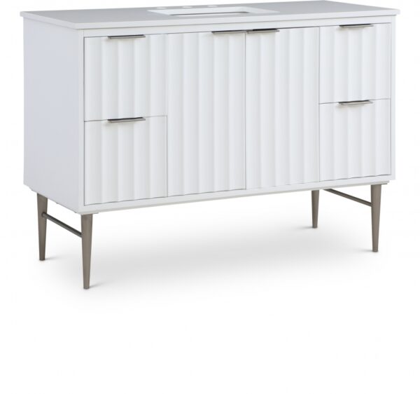 Modernist 48" Engineered Stone Top And Solid Wood Base Bathroom Vanity