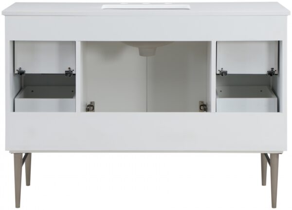 Modernist 48" Engineered Stone Top And Solid Wood Base Bathroom Vanity