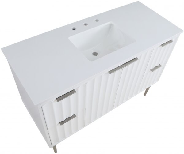 Modernist 48" Engineered Stone Top And Solid Wood Base Bathroom Vanity