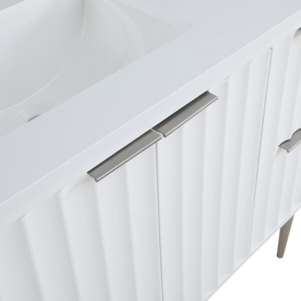 Modernist 48" Engineered Stone Top And Solid Wood Base Bathroom Vanity