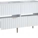 Modernist 60" Engineered Stone Top And Solid Wood Base Bathroom Vanity