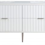 Modernist 60" Engineered Stone Top And Solid Wood Base Bathroom Vanity