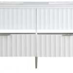 Modernist 60" Engineered Stone Top And Solid Wood Base Bathroom Vanity