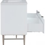 Modernist 60" Engineered Stone Top And Solid Wood Base Bathroom Vanity