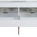 Modernist 60" Engineered Stone Top And Solid Wood Base Bathroom Vanity