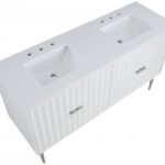 Modernist 60" Engineered Stone Top And Solid Wood Base Bathroom Vanity