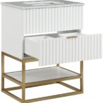 Monad 24" Genuine Marble Top, Steel And Glass Base Vanity