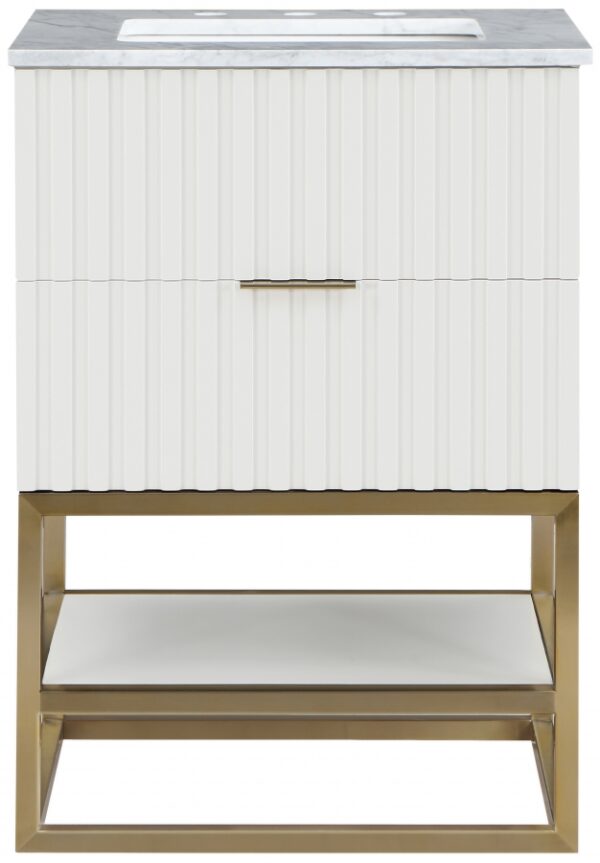Monad 24" Genuine Marble Top, Steel And Glass Base Vanity