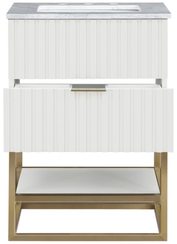 Monad 24" Genuine Marble Top, Steel And Glass Base Vanity