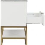 Monad 24" Genuine Marble Top, Steel And Glass Base Vanity