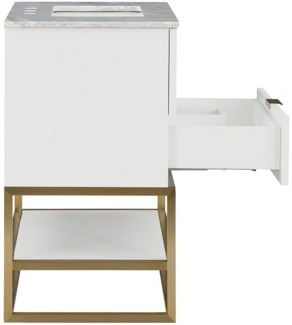 Monad 24" Genuine Marble Top, Steel And Glass Base Vanity