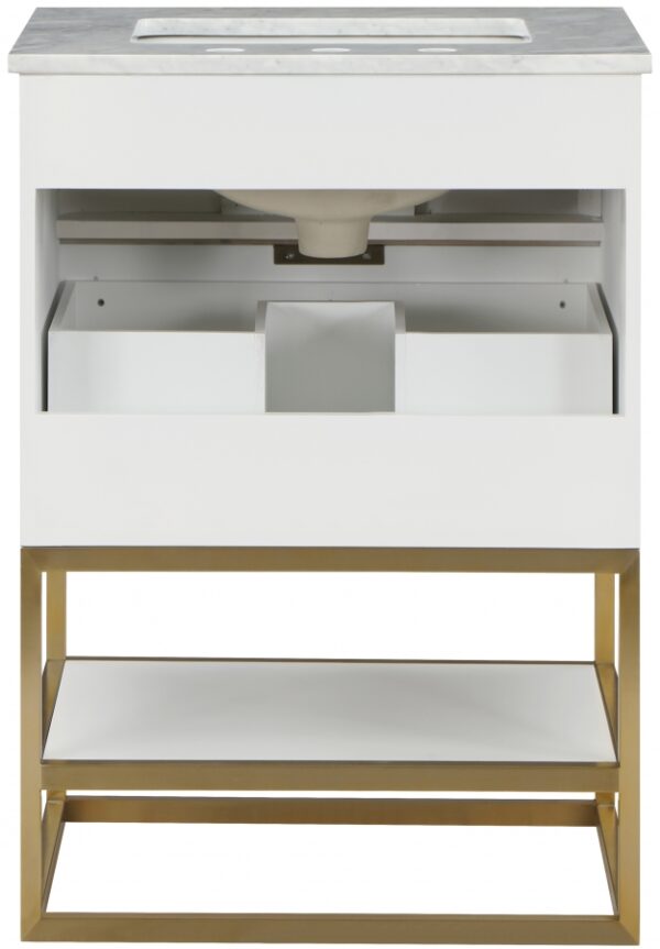 Monad 24" Genuine Marble Top, Steel And Glass Base Vanity