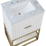Monad 24" Genuine Marble Top, Steel And Glass Base Vanity