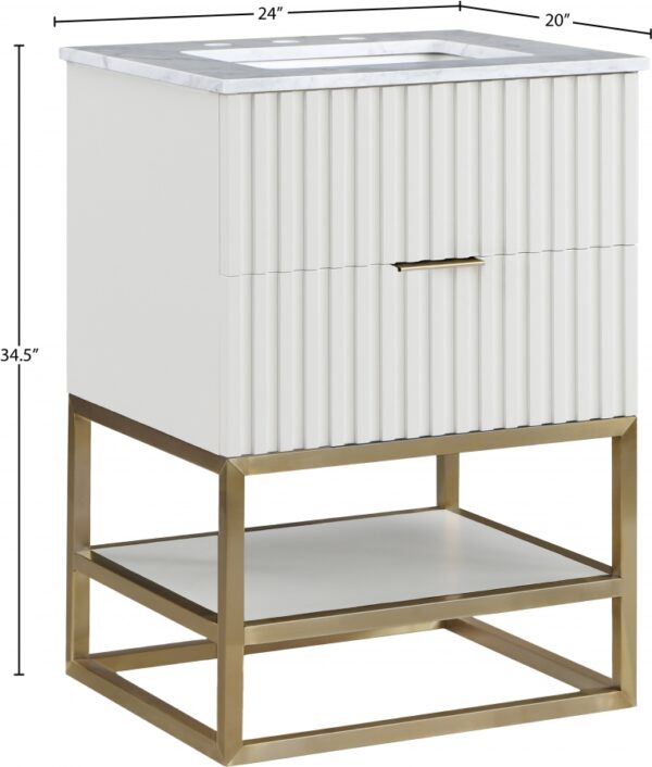 Monad 24" Genuine Marble Top, Steel And Glass Base Vanity