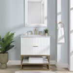 Monad 30" Genuine Marble Top, Steel And Glass Base Vanity