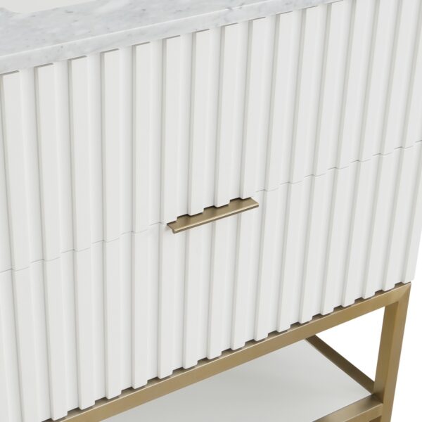 Monad 30" Genuine Marble Top, Steel And Glass Base Vanity