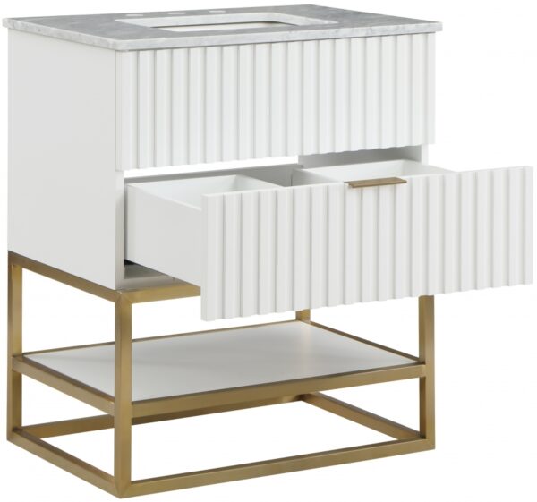 Monad 30" Genuine Marble Top, Steel And Glass Base Vanity