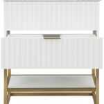 Monad 30" Genuine Marble Top, Steel And Glass Base Vanity