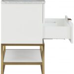 Monad 30" Genuine Marble Top, Steel And Glass Base Vanity