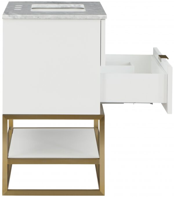 Monad 30" Genuine Marble Top, Steel And Glass Base Vanity