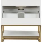 Monad 30" Genuine Marble Top, Steel And Glass Base Vanity