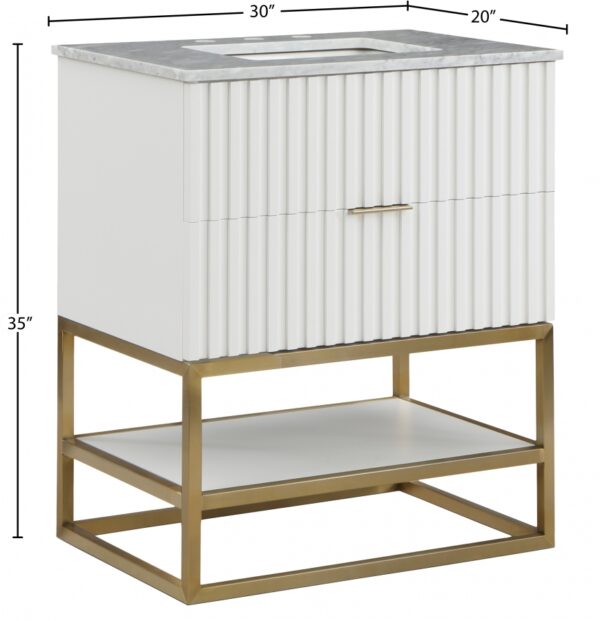 Monad 30" Genuine Marble Top, Steel And Glass Base Vanity