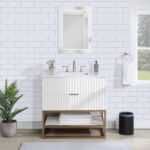 Monad 36" Genuine Marble Top, Steel And Glass Base Vanity