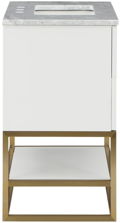 Monad 36" Genuine Marble Top, Steel And Glass Base Vanity