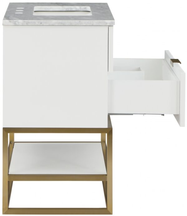 Monad 36" Genuine Marble Top, Steel And Glass Base Vanity