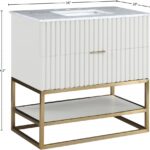 Monad 36" Genuine Marble Top, Steel And Glass Base Vanity