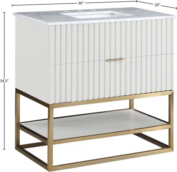 Monad 36" Genuine Marble Top, Steel And Glass Base Vanity
