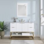Monad 48" Genuine Marble Top, Steel And Glass Base Vanity