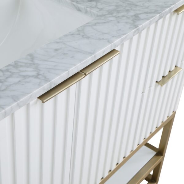Monad 48" Genuine Marble Top, Steel And Glass Base Vanity