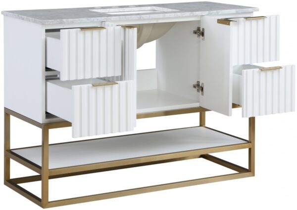 Monad 48" Genuine Marble Top, Steel And Glass Base Vanity