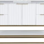 Monad 48" Genuine Marble Top, Steel And Glass Base Vanity