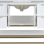 Monad 48" Genuine Marble Top, Steel And Glass Base Vanity