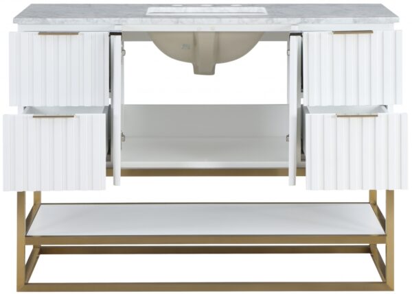 Monad 48" Genuine Marble Top, Steel And Glass Base Vanity